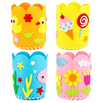 

Kids Craft Toy Handmade Non-woven Fabric Pen Holder Kindergarten Cartoon Animal DIY Toys Montessori toys Child Handicraft Prop