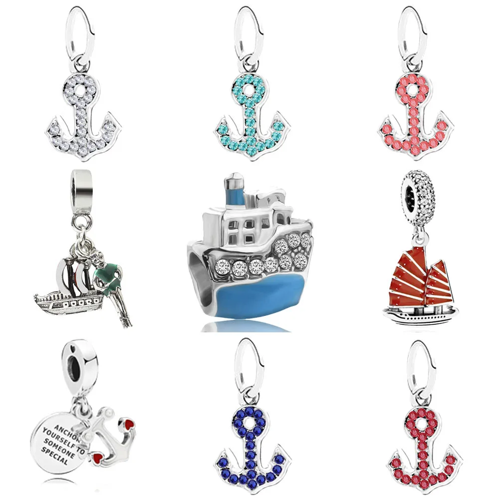 Ship and anchor pendant charms Sea lucky charm fit original pandora bracelet diy bead jewelry for Memorial gift Ship and anchor pendant charms Sea lucky charm fit original pandora bracelet diy bead jewelry for Memorial gift