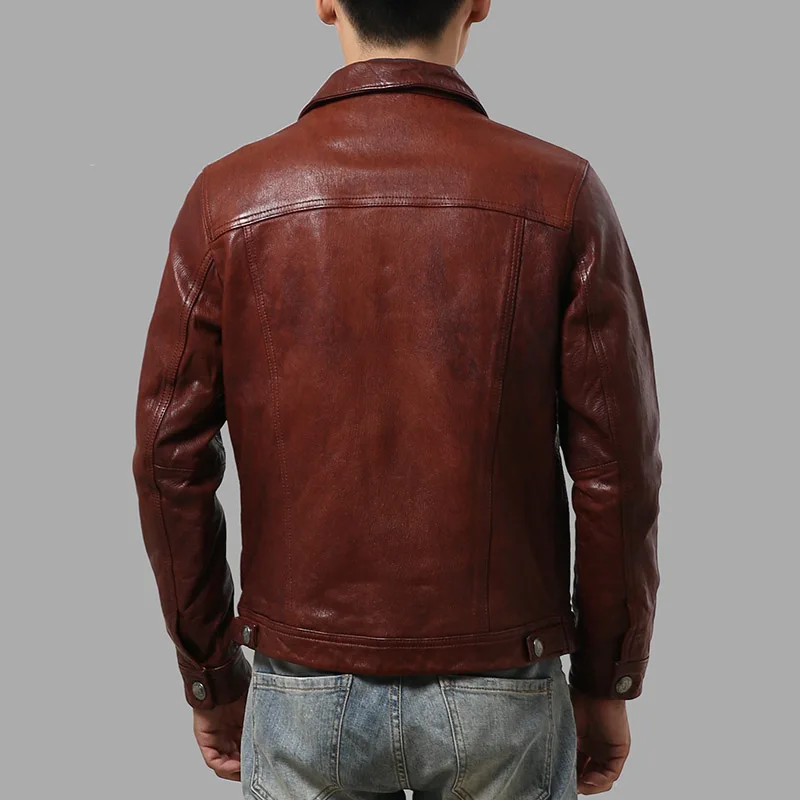 Low Price AL-1905 Read Description! Asian size good goat leather jacket genuine goat leather jacket