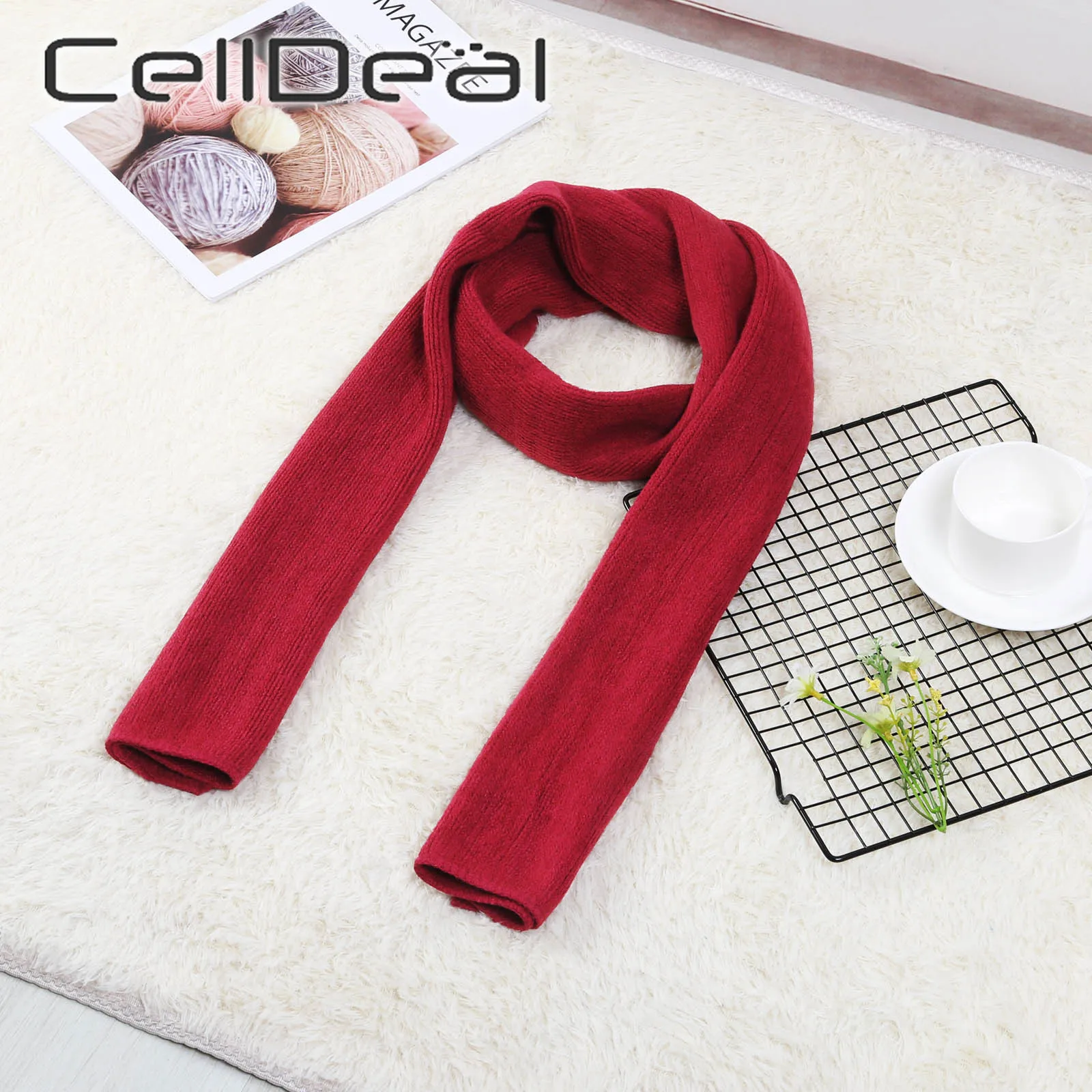 Шарф вязаный весенний унисекс толстый теплый зимний мужской простой однотонный