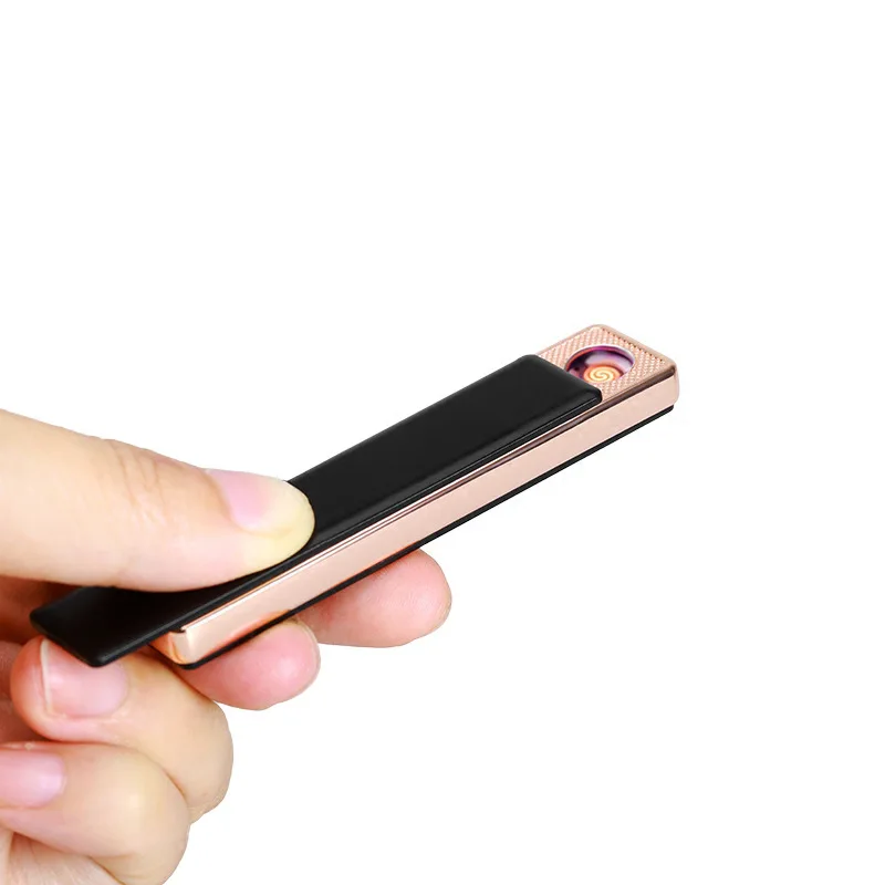 

Ultra-Thin Small Cool USB Charging Lighter Mini Strip Windproof Cigarette Lighter Creative Gifts Advertisement Customizable