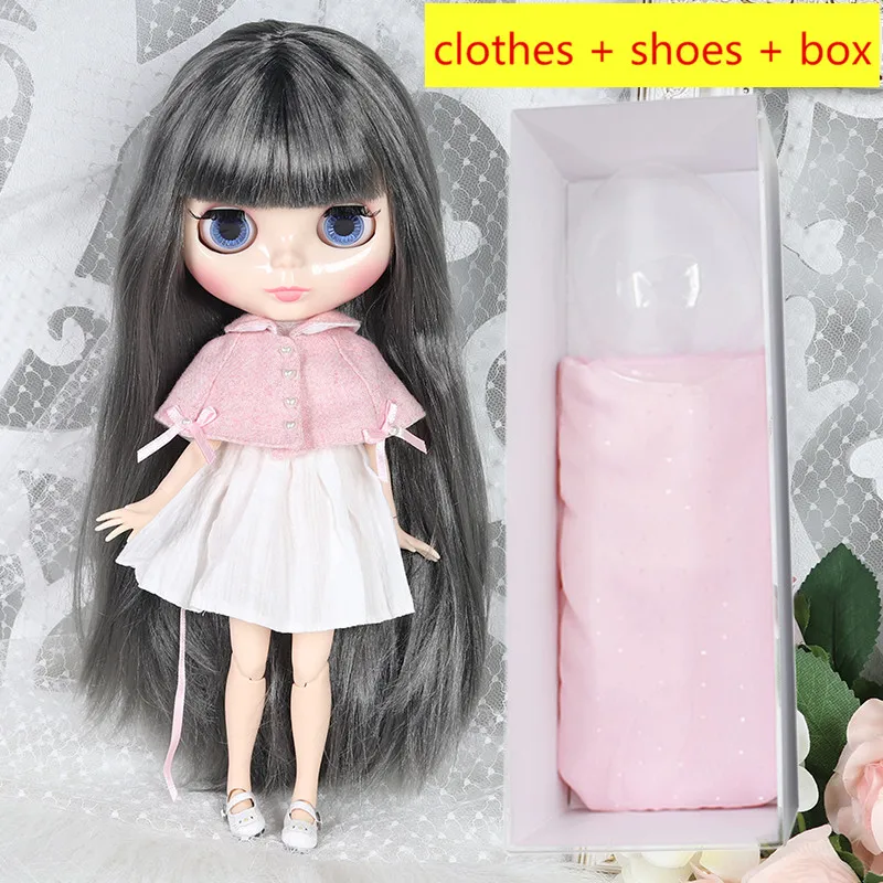 Blyth кукла 1/6 BJD 30 см 7/19 суставов белая кожа серые волосы одежда + обувь коробка