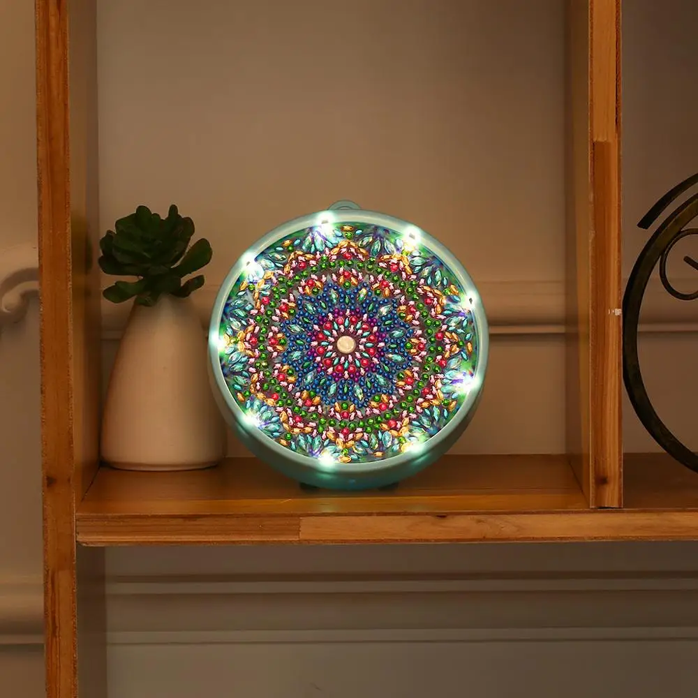 5D DIY Мандала пейзаж алмазная живопись Светодиодная лампа мандала цветок вышивка