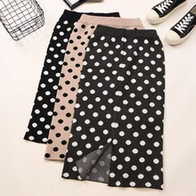 Knitted Women skirt Korean version New wave point High Waist Skinny Skirt open fork bag Skirt Female Casual Winter Skirt