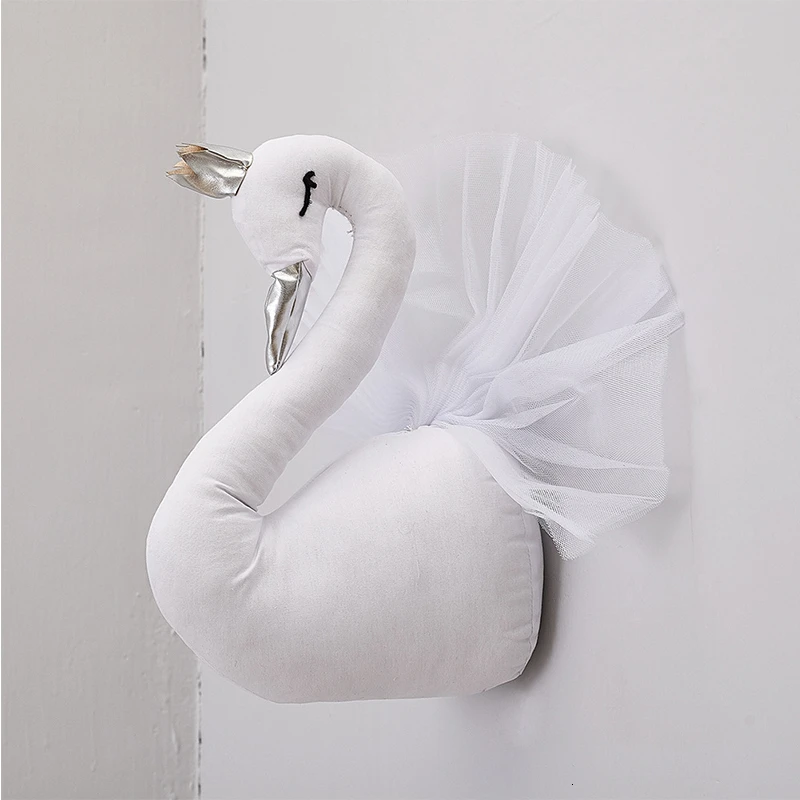 Kids Room Decor Cotton Swan Wall Hanging Decor For Baby Room Nursery Decor Pink White Swan Wall Hanging Decor For Baby Girl Room