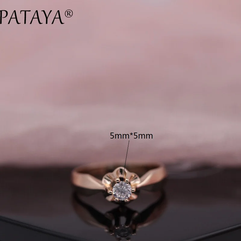 5mm 11,11 PATAYA, новинка, специальная цена, женские кольца на каждый день, 585 розовое золото, зеленый натуральный циркон, свадебные модные ювелирные изделия, кольца с белым жемчугом - Цвет основного камня: 5mm