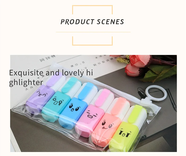 qucoqpe School Supplies Highlighters Mini Color Highlighter Cartoon Style  MINI 4 / 5 / 6 Colors Available 10ML Highlighter Pens