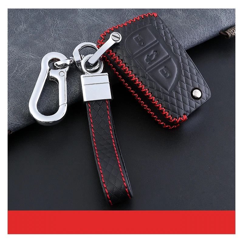 Топ Laye Кожаный Автомобильный чехол для ключей для Toyota C-HR CHR Camry Prius Prado автомобильные аксессуары дистанционный Брелок Защитный чехол для ключей - Название цвета: D with keychain 2