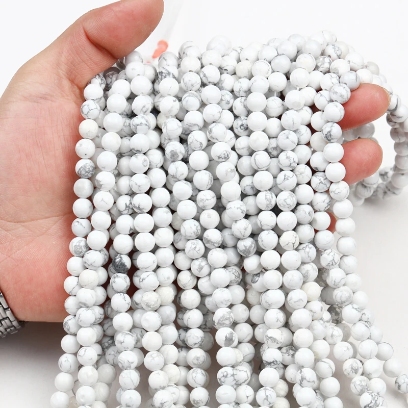 Бусины из белого и бирюзового камня Howlite 4 6 8 10 12 мм браслет для самостоятельного