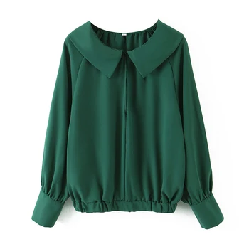 

Women Blouses Fashion Long Sleeve Peter pan Collar Office Shirt Blouse 2020 Casual Tops Loose Blusas Femininas