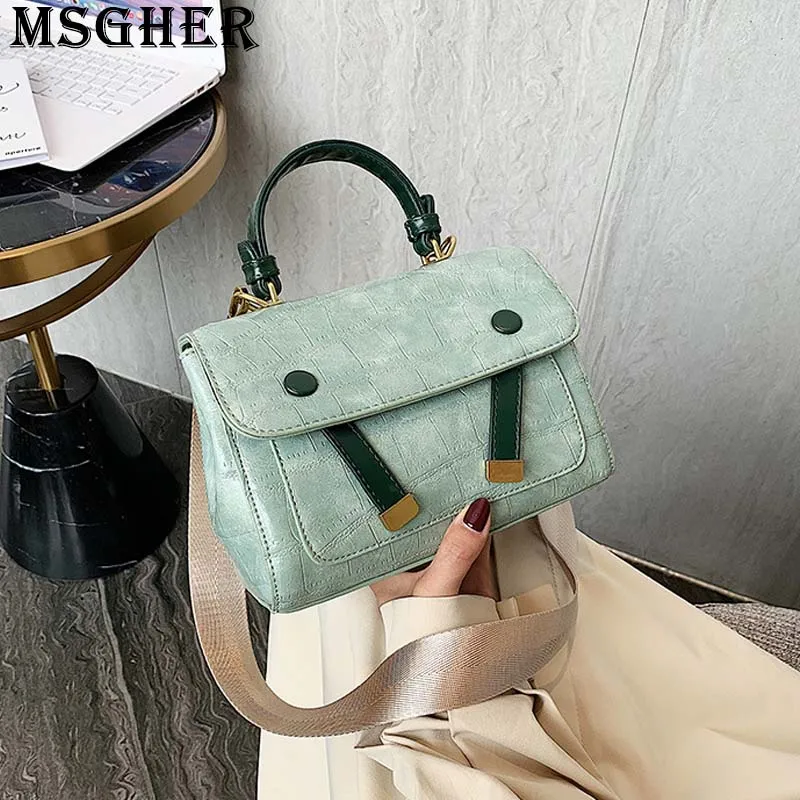 

MSGHER Casual Stone Grain Solid Women Shoulder Bag Texture Handbag Fashion Joker Large Capacity Autumn 2019 Girl Bag WB3054