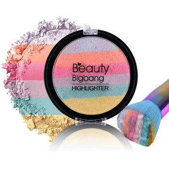 

BeautyBigBang Rainbow Highlighter Palette Iluminador Bronzer Soft Face Powder Maquiagem Shimmer And Shine Eyeshadow Sombras