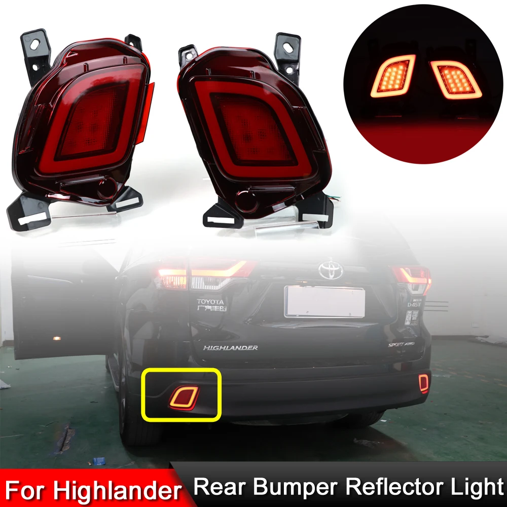 For Toyota Highlander 2015 2018 LED Rear Bumper Reflector Lamp Warning