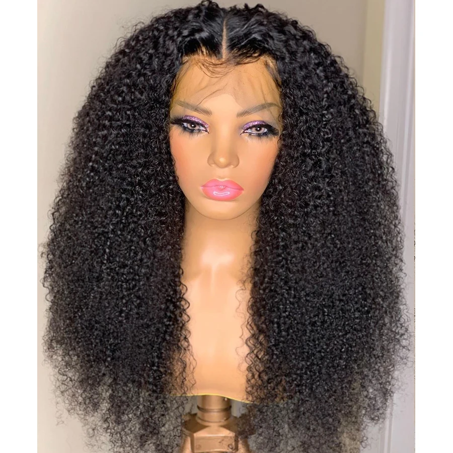

Long Kinky Curly Lace Wigs For Black Women 180 Density Black Wig Pre Plucked Baby Hair Glueless Deep Curly Soft Lace Wigs