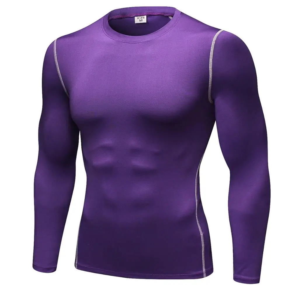 purple top 2 шт., мужские спортивные штаны для бега+ топы для фитнеса, Осенние быстросохнущие обтягивающие штаны, спортивные штаны, эластичные мужские спортивные костюмы, спортивные костюмы - Цвет: purple top