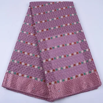 

5 Yard Onion Color Swiss Cotton Lace Fabric High Quality Comfortable Nigerian Dry Lace With Stones For Important Occasions A1698