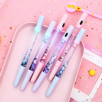 

2 Pens with 10 Pen Cores Quicksand Gradient Neutral Pen Cute Colorful Light Writing Gel Pen Liquid Flow Fairy Pen