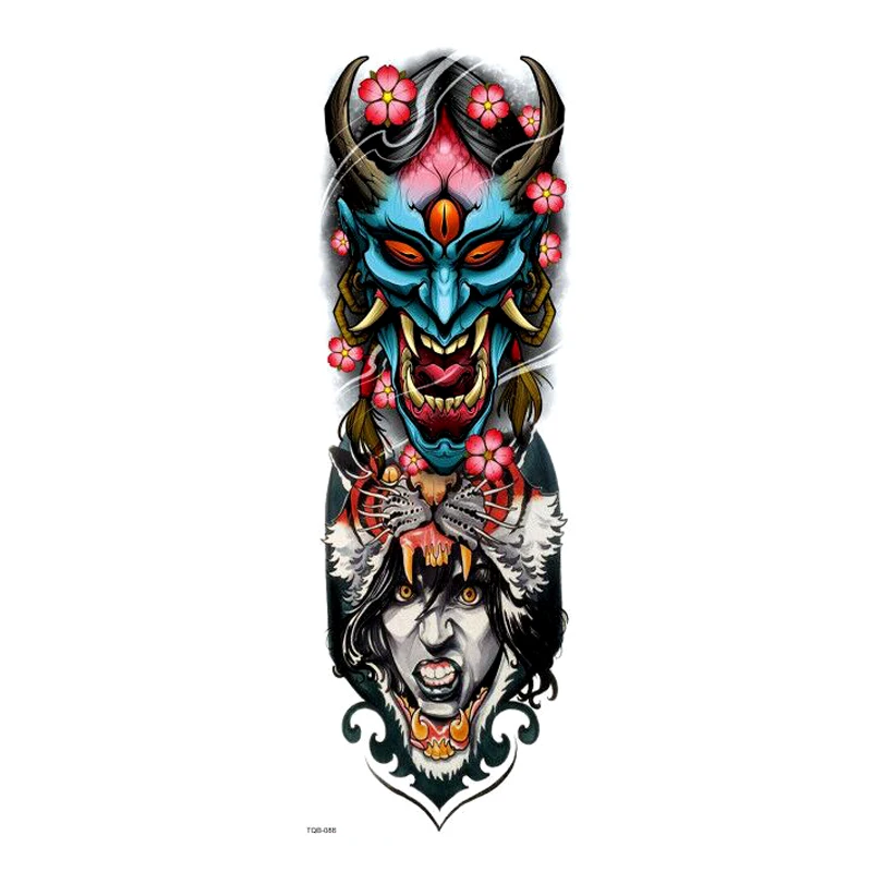 Devil Shikigami водонепроницаемые Временные татуировки мужские татуировки полный рукав комплект татуировки Временные рукава с татуировками поддельные татуировки