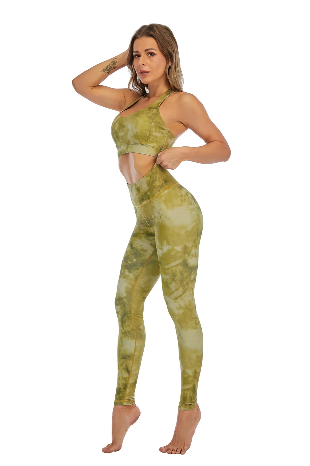 

Yoga Outfits for Women 2 Piece Set Workout High Waist Athletic Seamless Leggings and Sports Bra Set Gym Clothes Jogging Traning