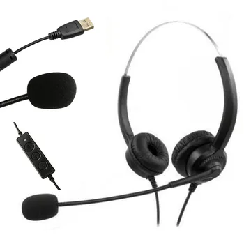 

With Microphone USB Headset Over Ear Wired Laptop Volume Control Office Call Center Noise Cancelling Portable For PC Computer