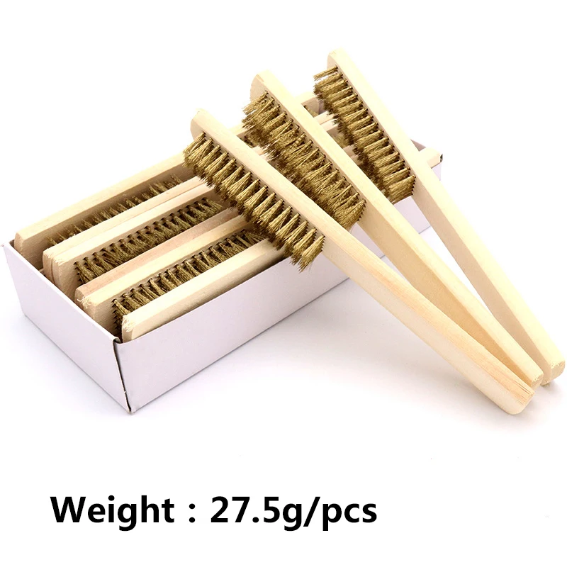 1pcs Wood Handle Brass Wire Copper Brush for Industrial Devices Surface/Inner Polishing Grinding Cleaning 6x16 Row Brushes 4