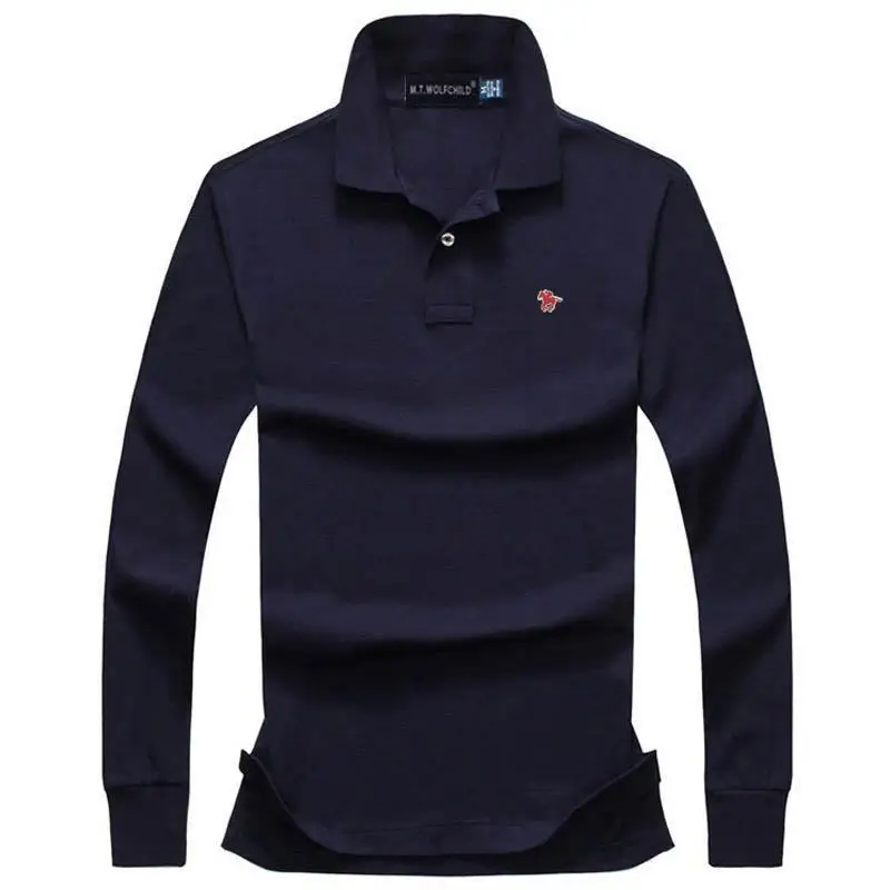 Большие размеры, XS-4XL, осенние мужские рубашки поло с длинным рукавом, хлопок, повседневные мужские рубашки поло, одноцветные Модные мужские свободные топы