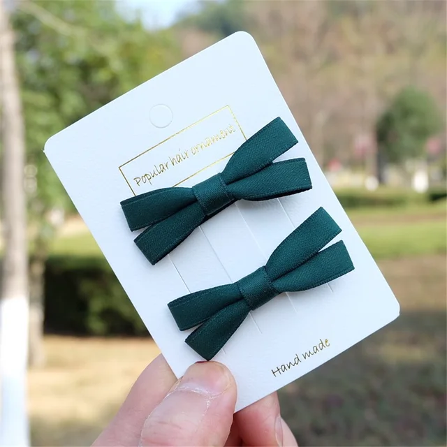 2Pcs/Set Hair Bow Clips For Girls Baby Kawii Barrettes Cute Haar Accessoires Kids Colored Ribbon Hairpins Children Hairgrip Hot 4
