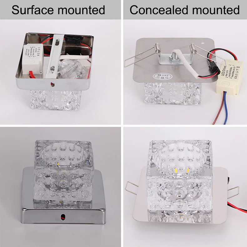 3W 5 Вт светодиодный потолочный светильник s Кристалл светодиодный светильник потолочный светильник современный заподлицо спальня гостиная огни Прихожая фойе проход бар AC