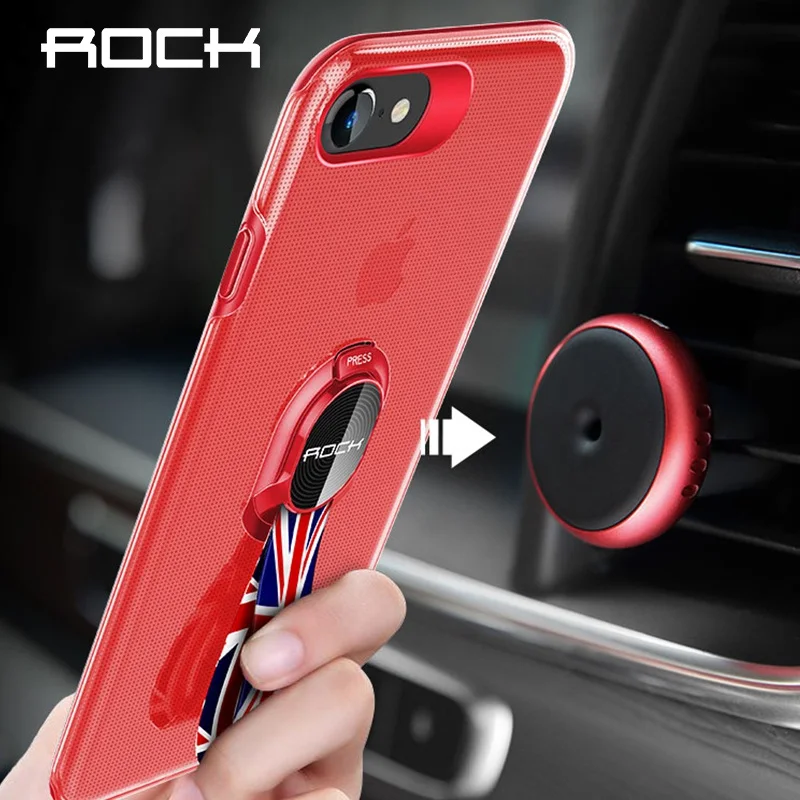 Чехол ROCK с подставкой для iPhone 7 8 прозрачное кольцо-держатель пальца чехол Plus