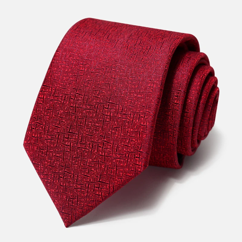 

High Quality Groom Wedding Red Necktie 2021 New Designer Brand Polyester Silk 8CM Wide Business Neck Tie For Men Cravat Gift Box