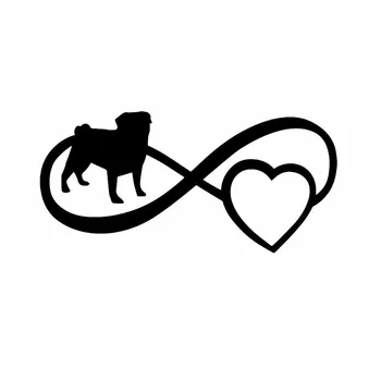 

Car Sticker Cute Pug Love Infinite Heart Dog PVC Decal Window Bumper Decal Car Sticker Creative Waterproof Black/white, 17cm*8cm