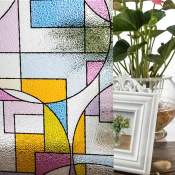 

Static retro geometric no glue frosted stained glas film balcony window glass sticker sunscreen adhesive foil stickers films