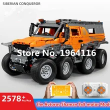 Новинка 13088, серия technic, модель двигателя Avtoros Shaman 8x8, набор строительных блоков, Классические игрушки для внедорожников