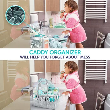 

Storage Bag Dual Layer Multi Pockets Baby Organizer Diapers Felt Nursery Tote Large Capacity