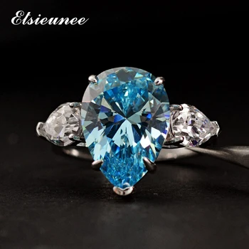 

New 100% 925 Sterling Silver 10ct Fabulous Aquamarine Sapphire Citrine Gemstone Rings for Women White Gold Color Ring Wholesale