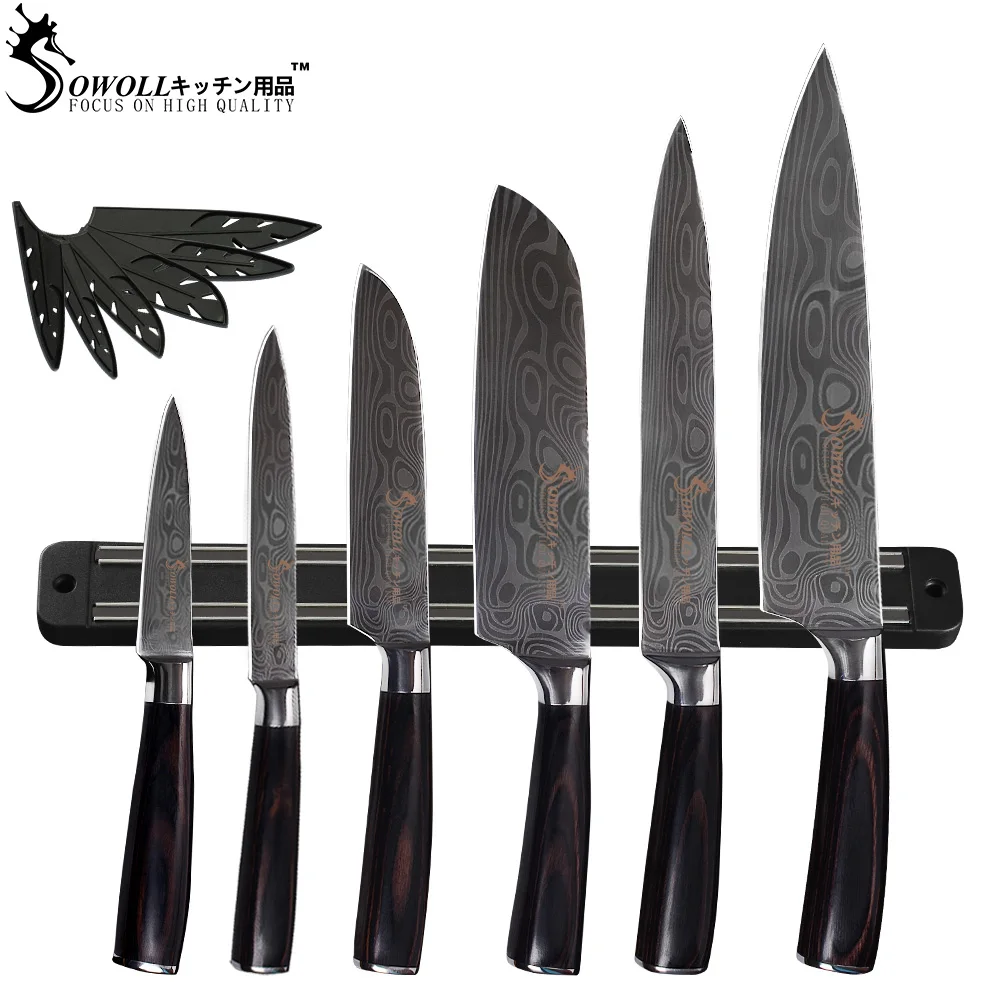 四号纹+33cm黑色平头薄款强力吸磁条刀架（大号）