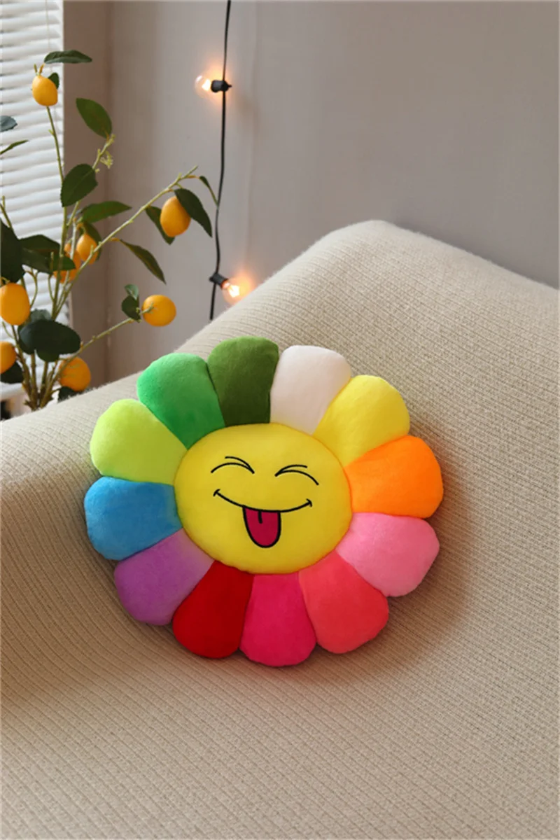 Cute Sunflower Pillow Plush Soft Pillow Seat Cushion Baby Kids Floor Play Mat Chair Cushion Sofa For Home Car Decor Pillow Gifts