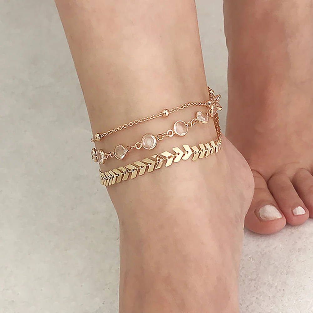Женский браслет на лодыжку элегантный в простом стиле античный пляжный орнамент
