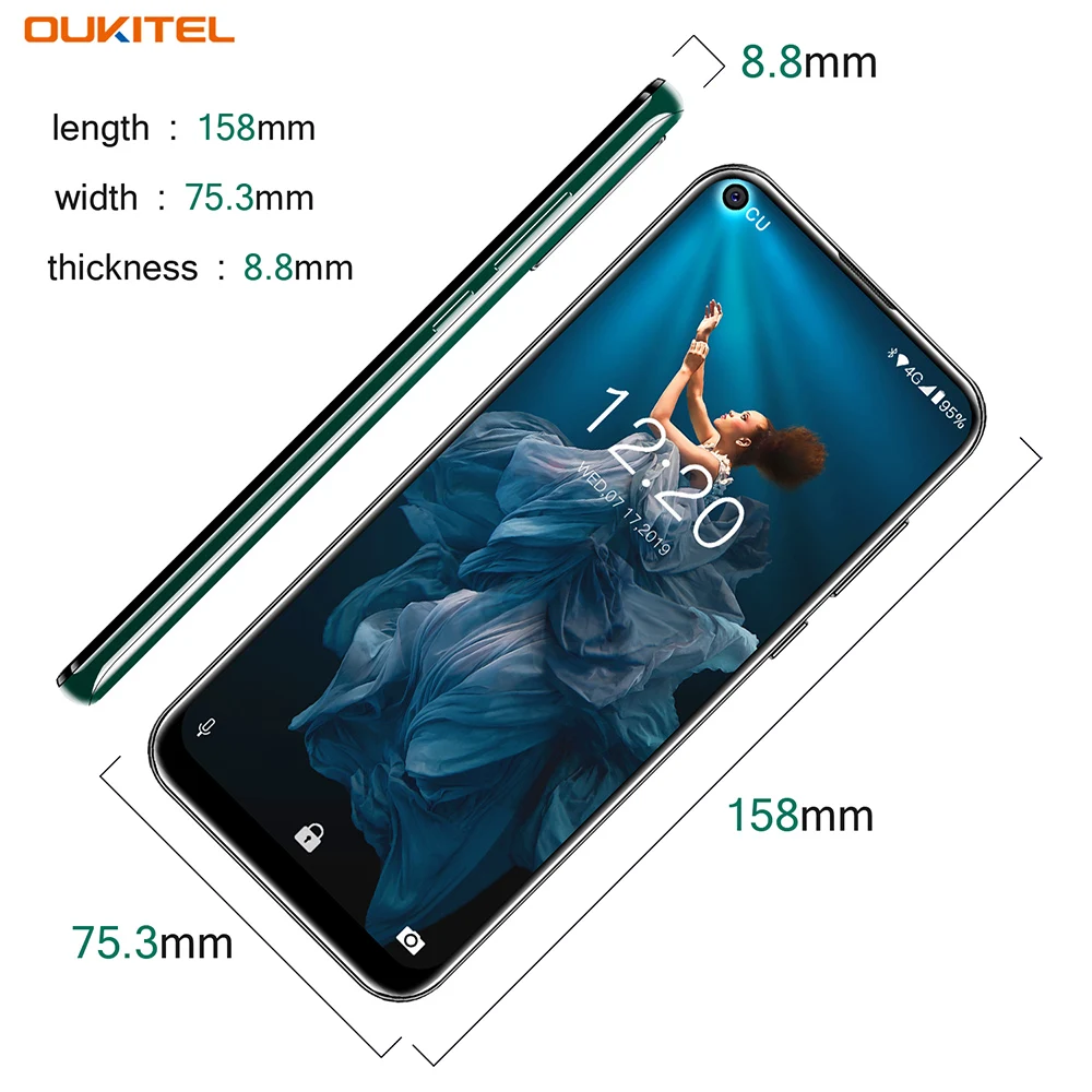 Мобильный телефон Oukitel C17 Pro, 6,35 дюймов, 19:9, Android 9,0, MT6763, четыре ядра, 4 ГБ, 64 ГБ, 3900 мАч, 13 МП, разблокированный смартфон с функцией распознавания лица, 4G