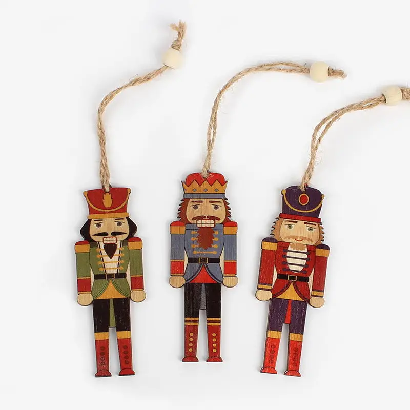 Retro Nutcracker 1 HUADODO 3 шт. деревянный Щелкунчик подвески для рождественских украшений украшения для рождественской елки вечерние Новогодние украшения Детская кукла - Цвет: Retro Nutcracker 1