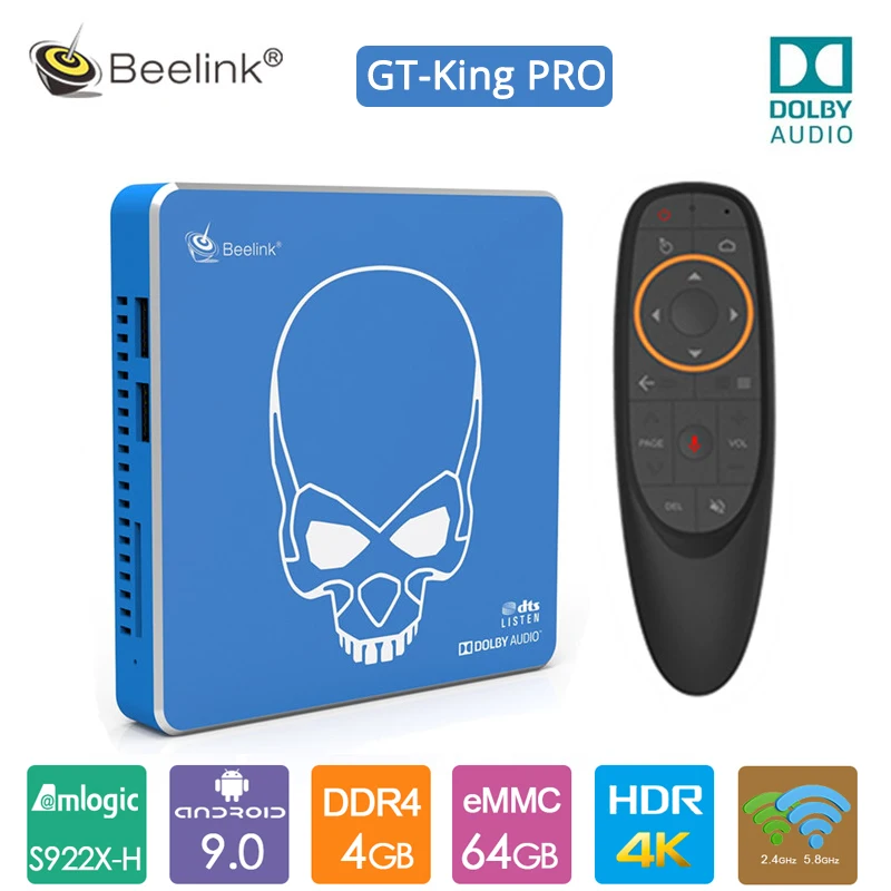 Beelink GT-King Pro tv Box Android 9,0 4G+ 64G Amlogic S922X-H Hi-Fi без потерь звук с Dolby Audio 2,4G+ 5,8G wifi