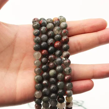 

Fostfo Natural Dragon Bloodstone Bead Red Jaspers Stone Round Loose Beads 15" Strand 8 mm For Jewelry Necklace Bracelet Making