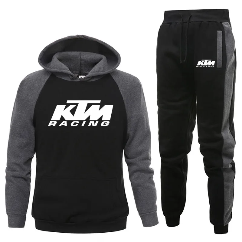 

KTM Sport Men's hoodie+pants Sets 2 pieces Autumn Running tracksuit Sweatshirt Set Gym Clothes Men Sport Suit men Track Suit