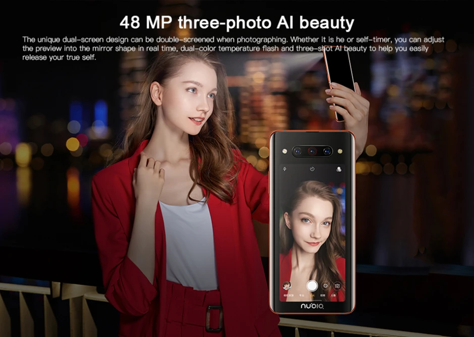 Мобильный телефон Nubia Z20 с двойным экраном 6,4"+ 5,1", Восьмиядерный процессор Snapdragon 855 plus, 4000 мА/ч, три сзади, 48мп