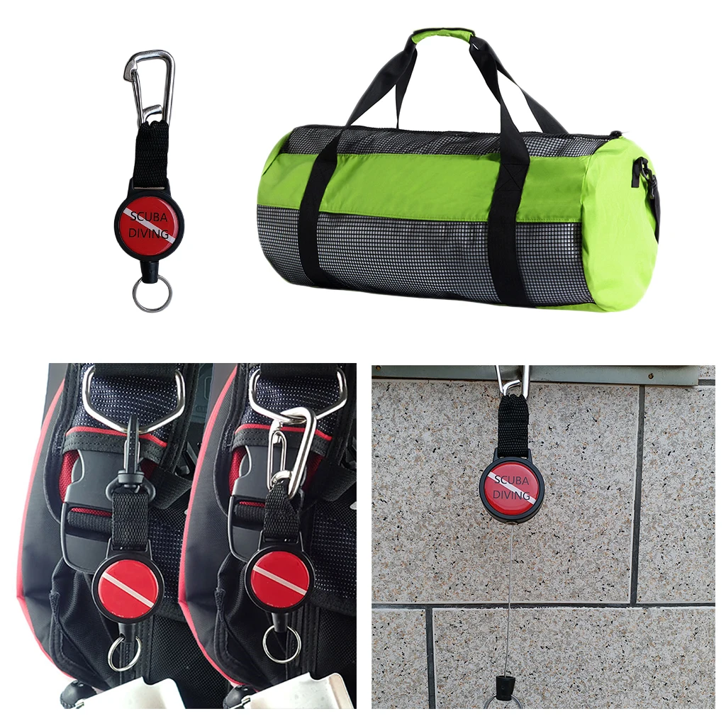 Durable Dive Mesh Duffel Bag Snorkeling Retractor Lanyard Holder Hook Carabiner Diving Bags for Water Sports