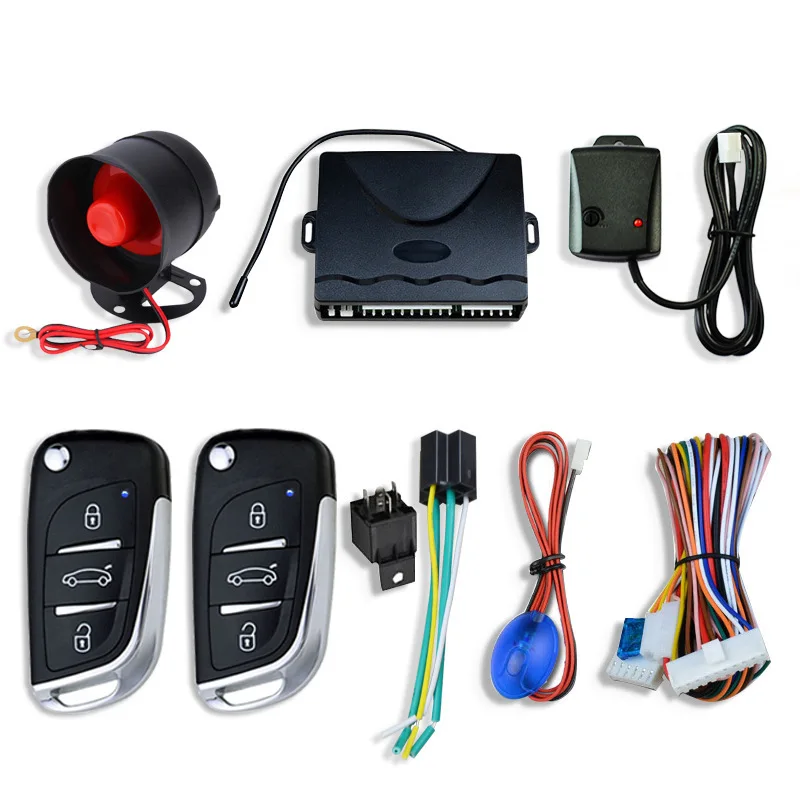 Photo Product Central Locking Auto Car Alarm Immobilizer System With Horn Warning Siren Sensor Remote Control Door Lock Automation Security