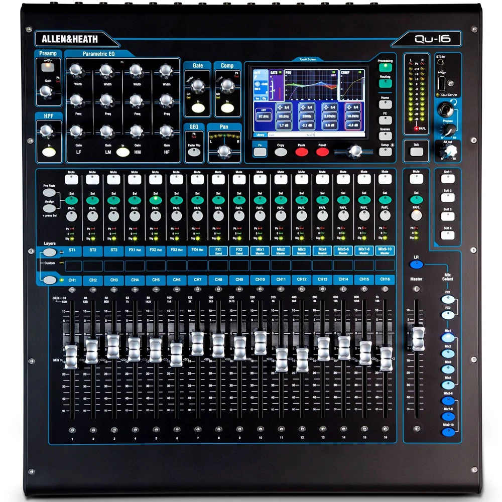 Allen & Heath Qu16 16 Channels Digital Audio Mixer Chrome Edition