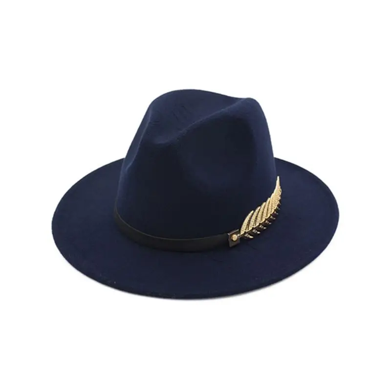 Женская зимняя Fedoras джазовая Кепка из искусственного войлока с металлическим листком, плоская шляпа с широкими полями