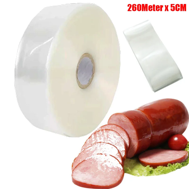 

Casings for Sausage Shell for Sausage Maker Food Grade Hot Dog Plastic Casing Inedible Casings Wide 5CM x 260/130 Meters