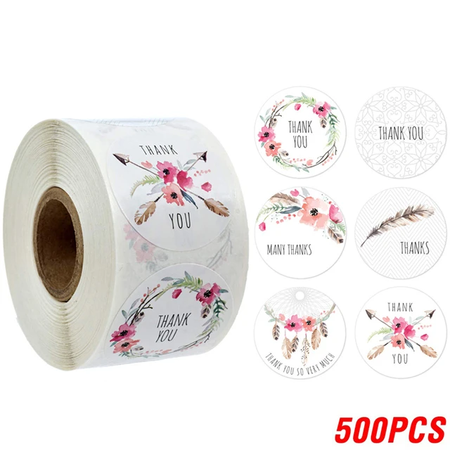 100-500pcs Thank You Sticker Envelope Seal Scrapbook Sticker Pink Heart Cute Round Sticker Stationery Label Stickers YH82-500pcs